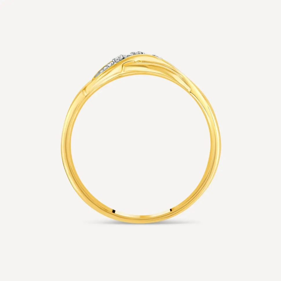 9ct Yellow Gold 0.01ct Pave Diamond Crossover Three Strand Ring