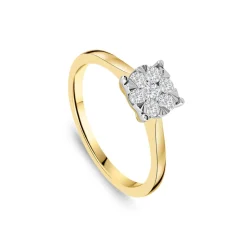 9ct Yellow Gold 0.33ct Solitaire Illusion Set Engagement Ring