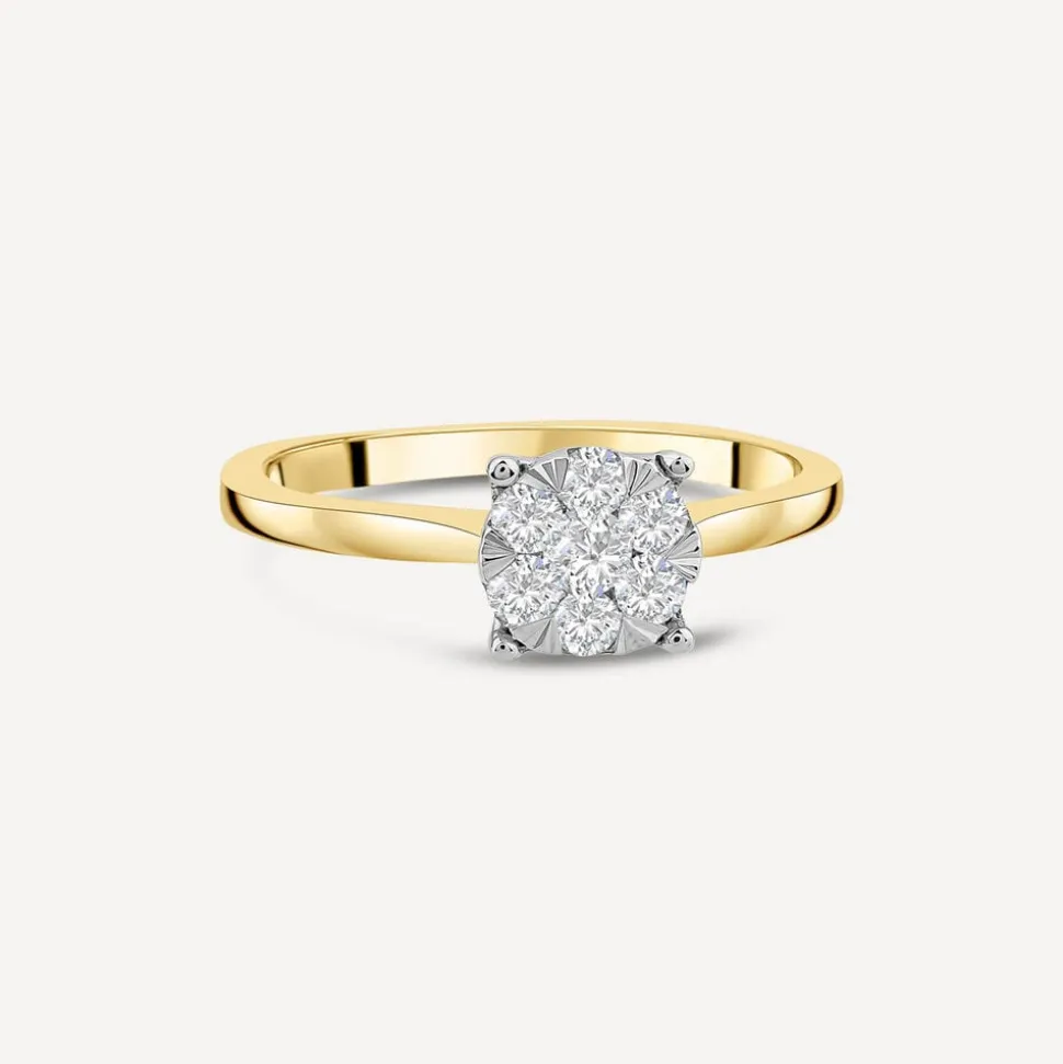 9ct Yellow Gold 0.33ct Solitaire Illusion Set Engagement Ring