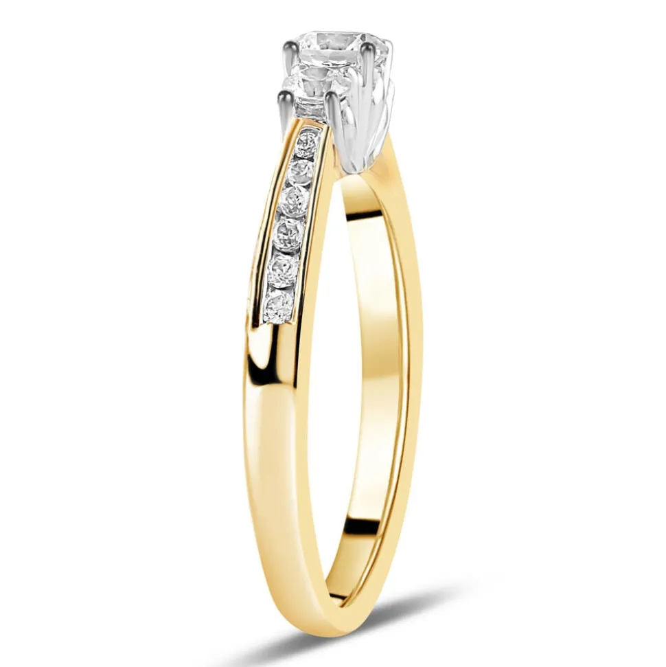 18ct Yellow Gold 0.50ct Trilogy Diamond Tulip Setting Ring