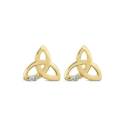9ct Yellow Gold Cubic Zirconia Trinity Knot Stud Earrings
