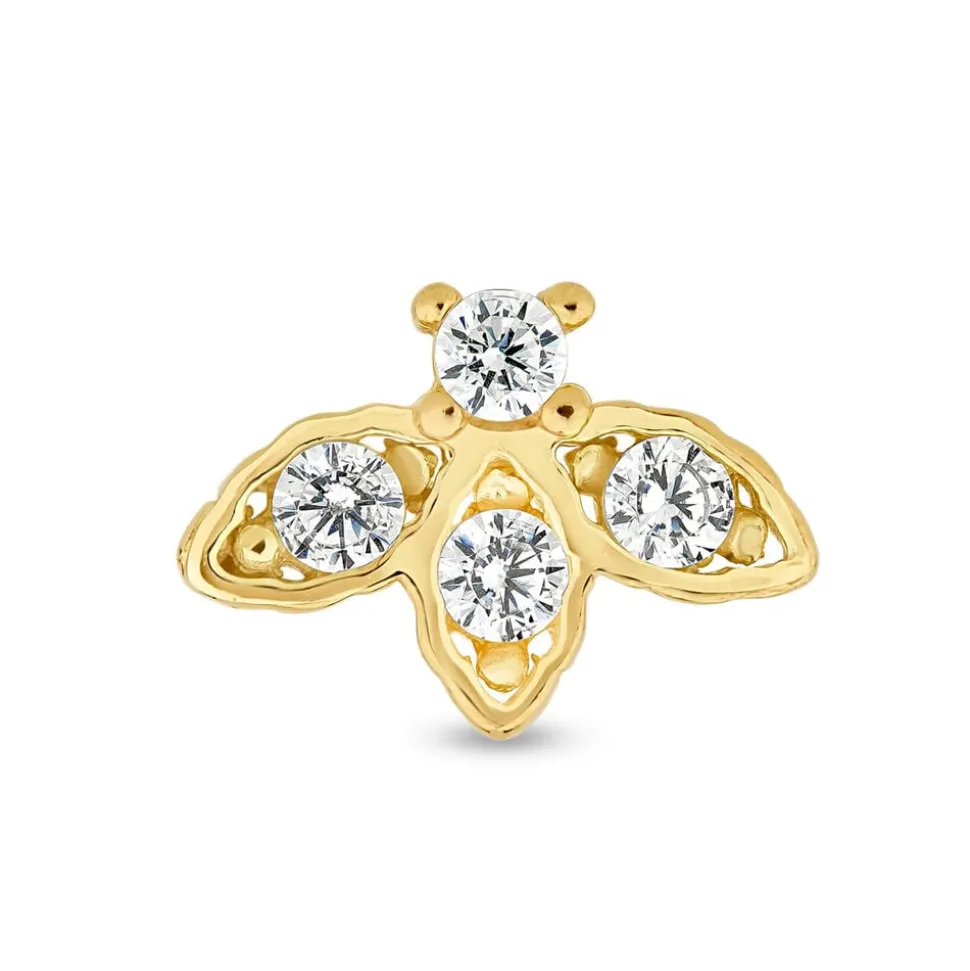 9ct Yellow Gold Cubic Zirconia Bee Single Stud Earring