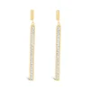 9ct Yellow Gold Cubic Zirconia Channel Set Bar Drop Earrings