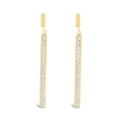 9ct Yellow Gold Cubic Zirconia Channel Set Bar Drop Earrings