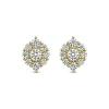 9ct Yellow Gold Cubic Zirconia Cluster Flame Stud Earrings