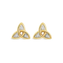9ct Yellow Gold Cubic Zirconia Trinity Knot Stud Earrings