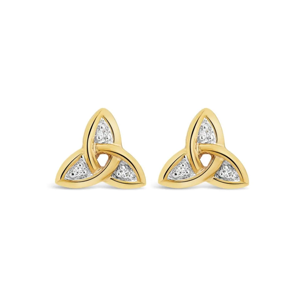 9ct Yellow Gold Cubic Zirconia Trinity Knot Stud Earrings