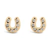 9ct Yellow Gold Cubic Zirconia Set Horseshoe Kids Stud Earrings