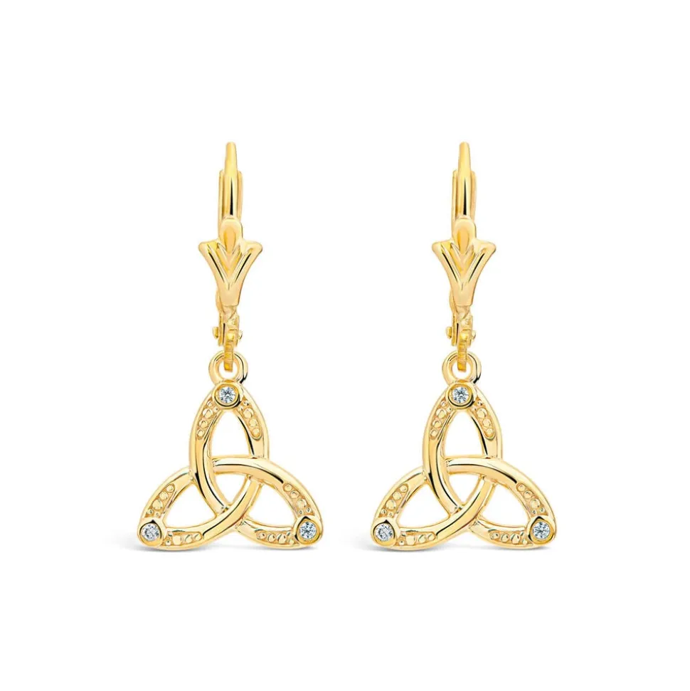9ct Yellow Gold Cubic Zirconia Trinity Knot Drop Earrings