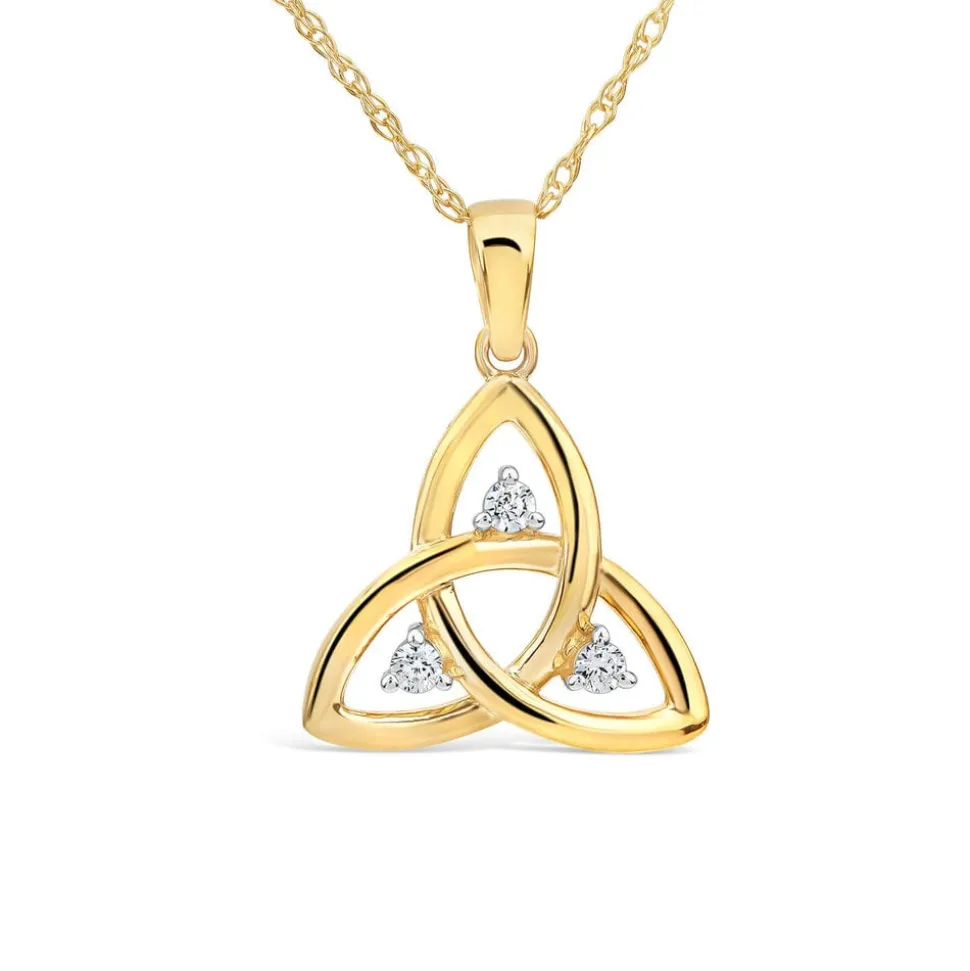 9ct Yellow Gold Cubic Zirconia Trinity Knot Pendant