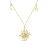 9ct Yellow Gold Cubic Zirconia Sun & Moon & Star Drop Pendant
