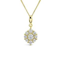 9ct Yellow Gold Cubic Zirconia Cluster Flame Pendant