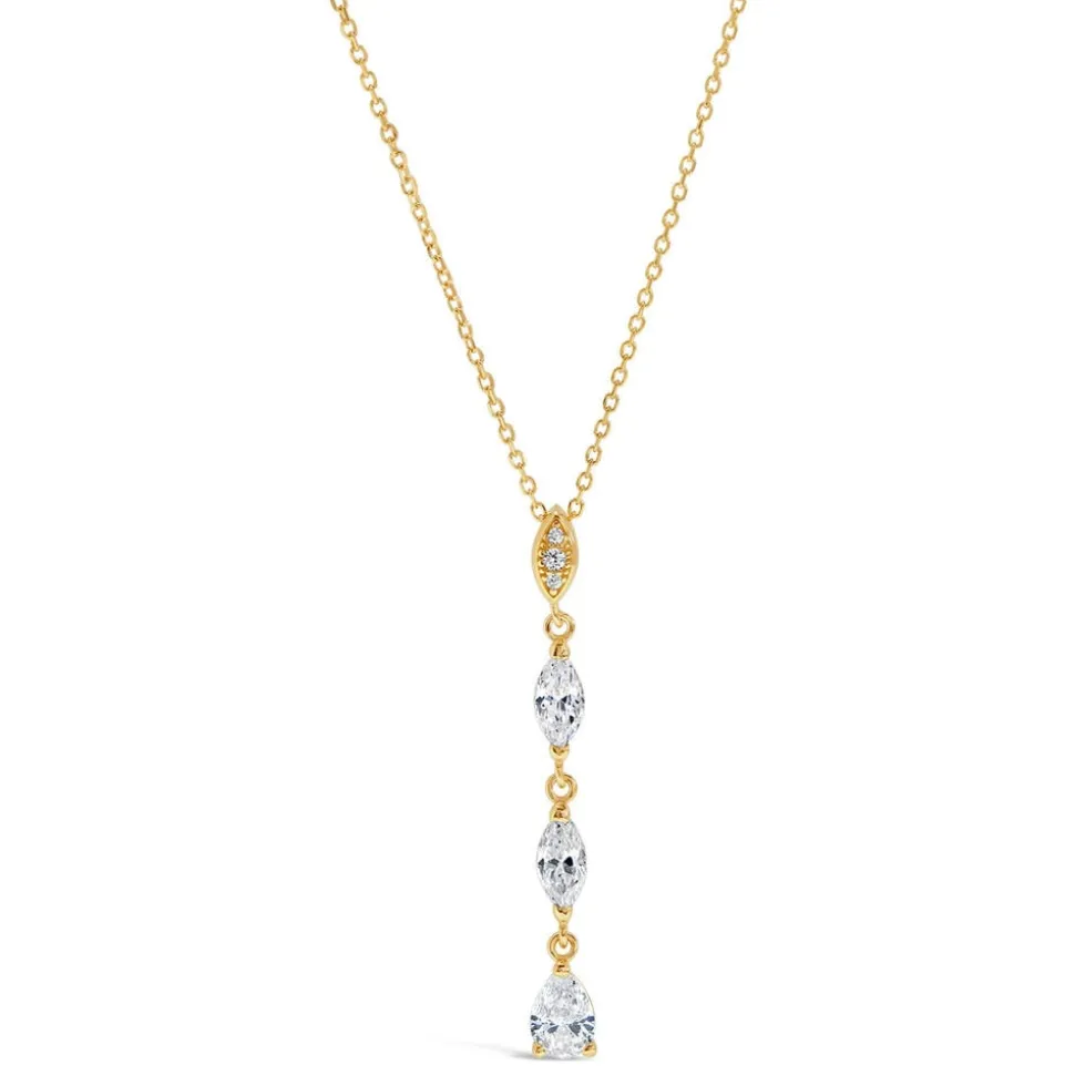 9ct Yellow Gold Cubic Zirconia Pear Drop Necklace