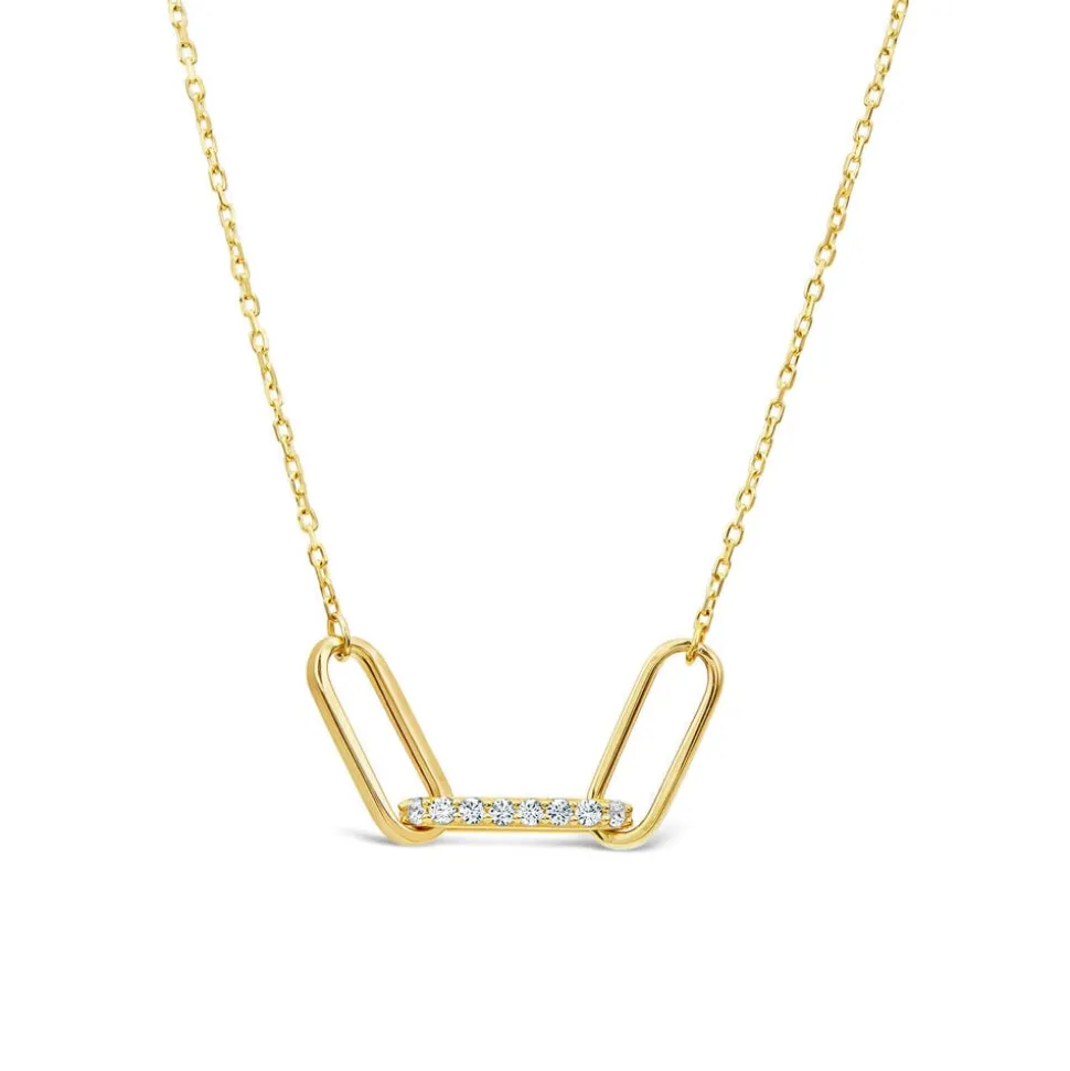 9ct Yellow Gold Cubic Zirconia Set Centre 3 Link Necklet