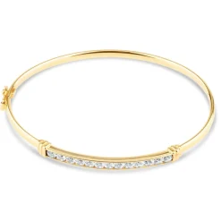 9ct Yellow Gold Cubic Zirconia Centre Bangle Ladies Bracelet