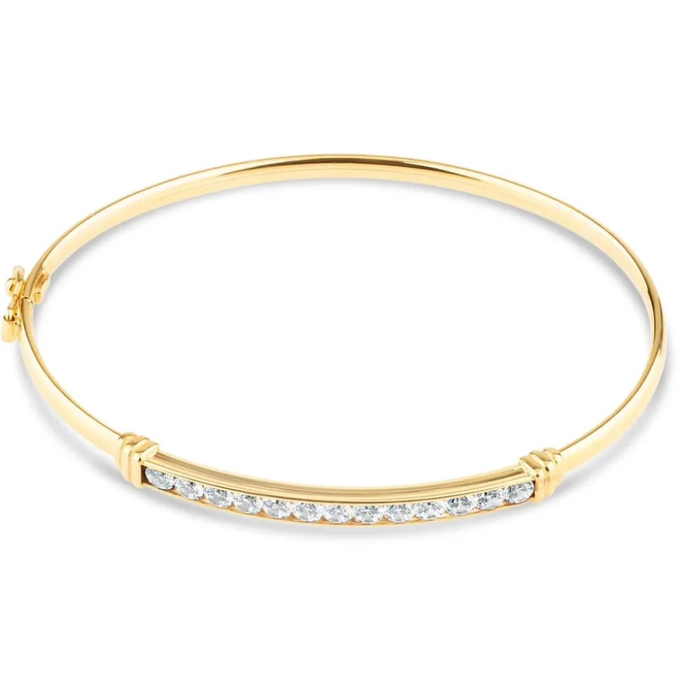 9ct Yellow Gold Cubic Zirconia Centre Bangle Ladies Bracelet