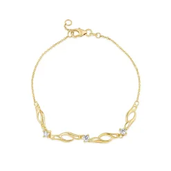 9ct Yellow Gold Cubic Zirconia Set Twist Curve Bracelet