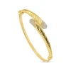 9ct Yellow Gold Cubic Zirconia Edge Ribbed Twist Bangle