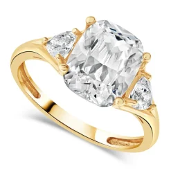 9ct Yellow Gold Cubic Zirconia Cushion & Sides Ring