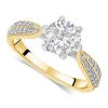 9ct Yellow Gold Cubic Zirconia Solitaire & Pav&eacute; Cubic Zirconia Dress Ring