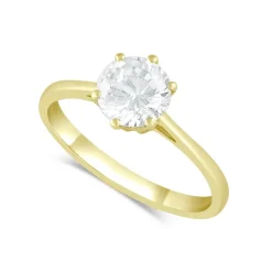 9ct Yellow Gold Cubic Zirconia Claw Set Solitaire Ring