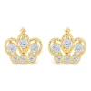 9ct Yellow Gold Cubic Zirconia Crown Stud Earrings