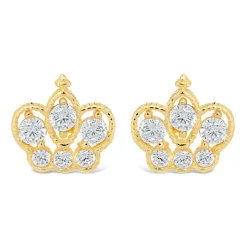 9ct Yellow Gold Cubic Zirconia Crown Stud Earrings