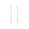 9ct Yellow Gold Cubic Zirconia Top & Chain Pearl Drop Earrings