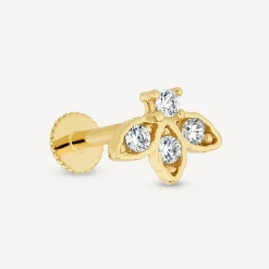 9ct Yellow Gold Cubic Zirconia Bee Single Stud Earring