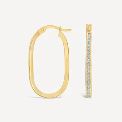 9ct Yellow Gold Cubic Zirconia Set Oval Hoop Earrings
