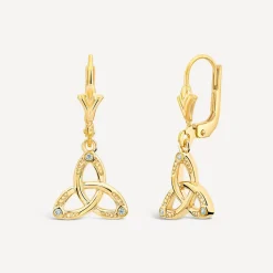 9ct Yellow Gold Cubic Zirconia Trinity Knot Drop Earrings