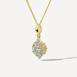 9ct Yellow Gold Cubic Zirconia Cluster Flame Pendant
