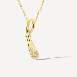 9ct Yellow Gold Cubic Zirconia Ribbon Shaped Pendant