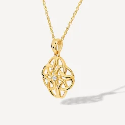 9ct Yellow Gold Cubic Zirconica Celtic Knot Pendant
