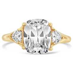 9ct Yellow Gold Cubic Zirconia Cushion & Sides Ring