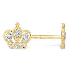 9ct Yellow Gold Cubic Zirconia Crown Stud Earrings