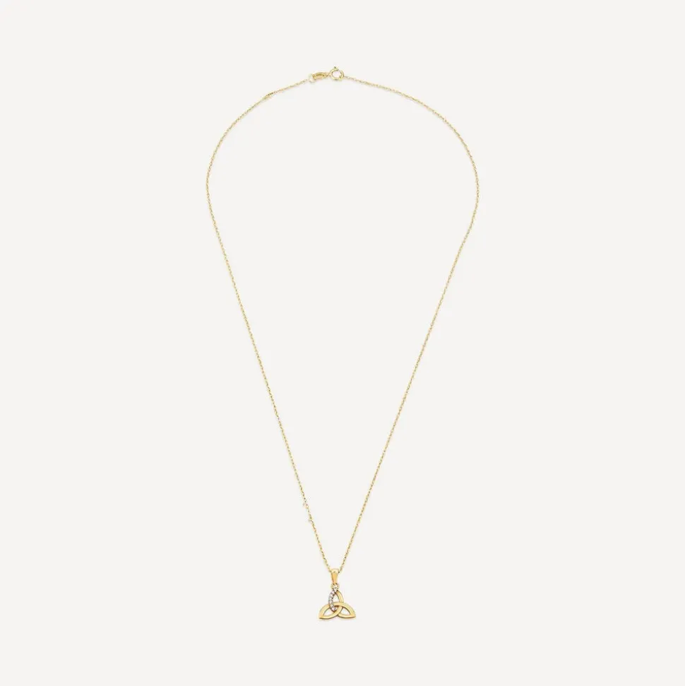 9ct Yellow Gold Cubic Zirconia Trinity Knot Pendant