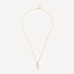 9ct Yellow Gold Cubic Zirconia Open Wave Pendant