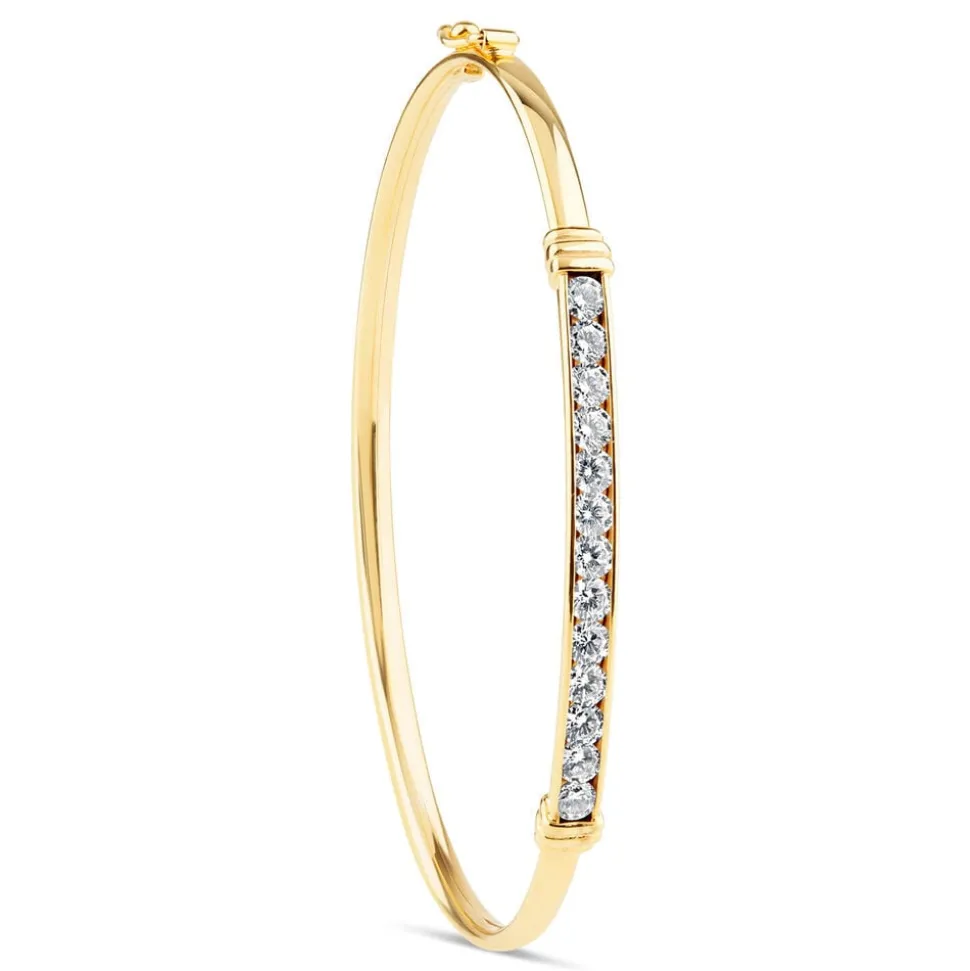 9ct Yellow Gold Cubic Zirconia Centre Bangle Ladies Bracelet