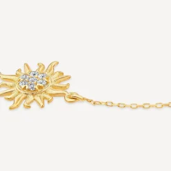 9ct Yellow Gold Cubic Zirconia Sun & Moon & Star Chain Bracelet