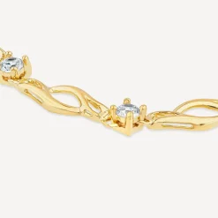 9ct Yellow Gold Cubic Zirconia Set Twist Curve Bracelet