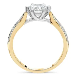 9ct Yellow Gold Cubic Zirconia Solitaire & Pav&eacute; Cubic Zirconia Dress Ring