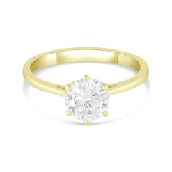 9ct Yellow Gold Cubic Zirconia Claw Set Solitaire Ring