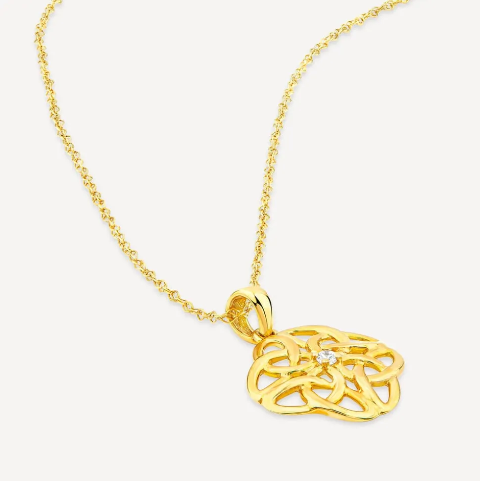 9ct Yellow Gold Cubic Zirconica Celtic Knot Pendant