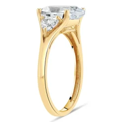 9ct Yellow Gold Cubic Zirconia Cushion & Sides Ring
