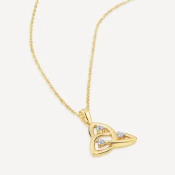 9ct Yellow Gold Cubic Zirconia Trinity Knot Pendant
