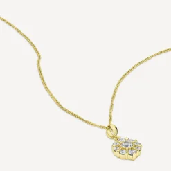 9ct Yellow Gold Cubic Zirconia Cluster Flame Pendant