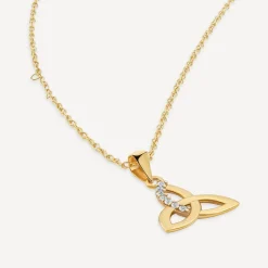 9ct Yellow Gold Cubic Zirconia Trinity Knot Pendant