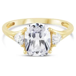 9ct Yellow Gold Cubic Zirconia Cushion & Sides Ring
