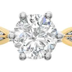 9ct Yellow Gold Cubic Zirconia Solitaire & Pav&eacute; Cubic Zirconia Dress Ring
